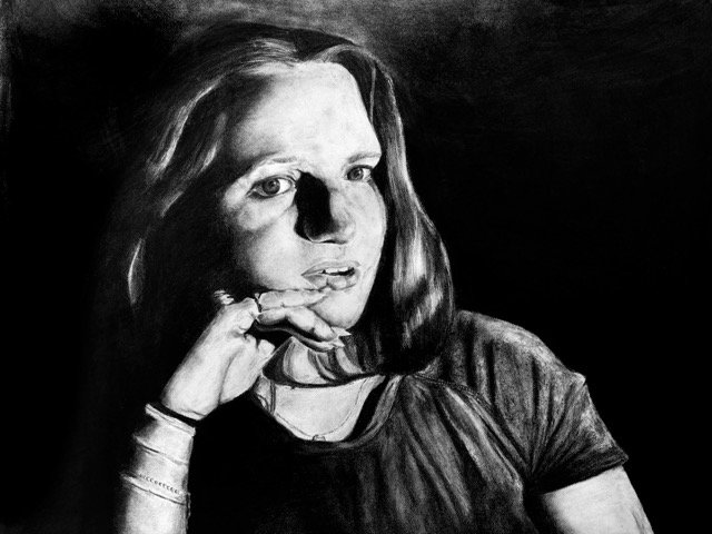 Maggie Aloisi Self Portrait On Black Silver Medium